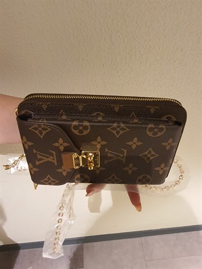 LOUIS VUITTON Deri Tasarım Gold Zincirli Telefonluk ve Cüzdan 