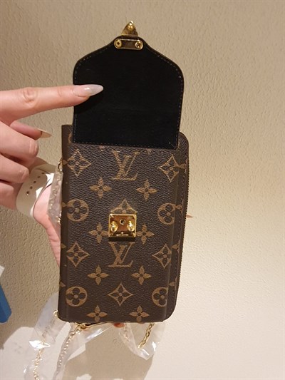 LOUIS VUITTON Deri Tasarım Gold Zincirli Telefonluk ve Cüzdan 