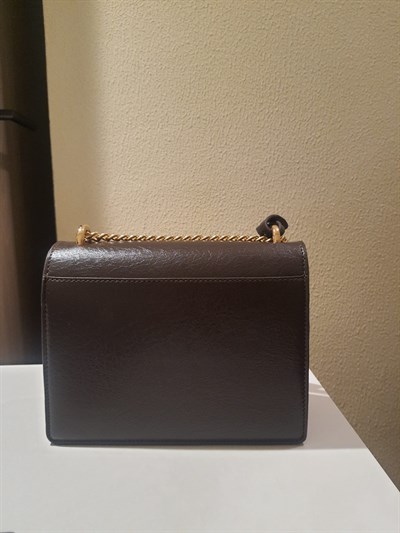 YSL Tasarım Gold Çelik Askılı Toz Torbalı Deri orta boy Omuz Çantası