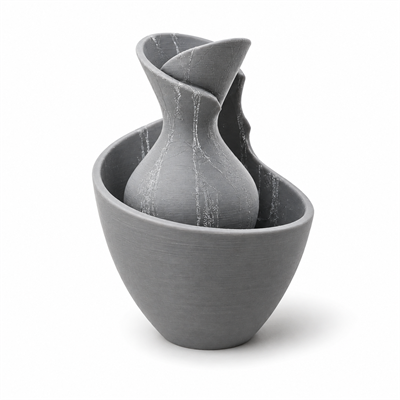 3D Baski Tigea Vazo 15CM Gri