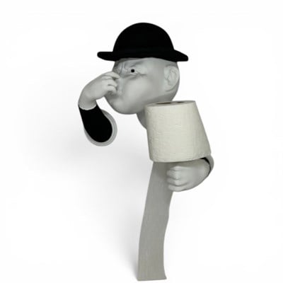 3D İnsan Figürlü Tuvalet Kağıdı Askılığı – Eğlenceli Banyo Dekoru Siyah