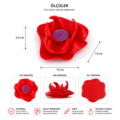 3D Kırmızı Ateş Mumluk Şık Obje