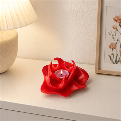 3D Kırmızı Ateş Mumluk Şık Obje