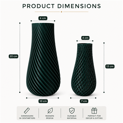 3D Vazo Takım 10 cm - 15 cm Kurşuni̇ Renk
