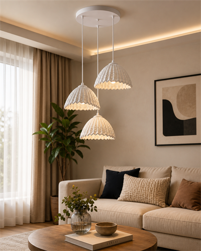 3lü Dalga Desenli Sarkıt Avize – Modern Dekoratif Tavan Aydınlatması