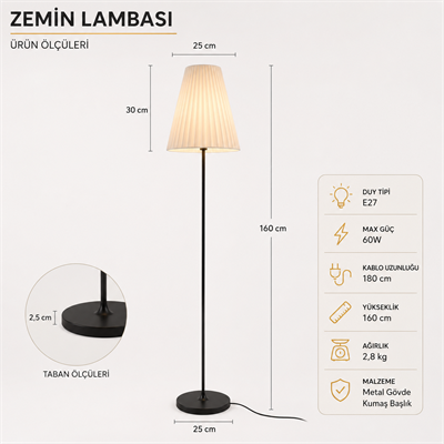 Anatoli̇a Şik Tarzda Salon Oturma Odasi Lambader – Salon Aydınlatması 200 CM