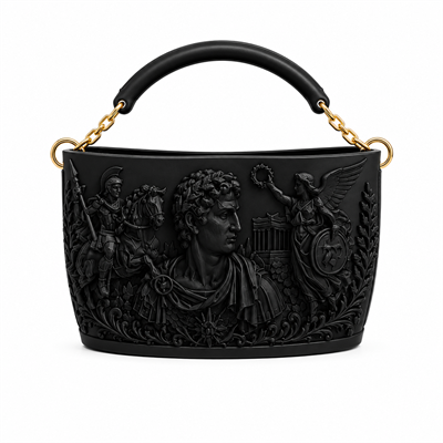 Athena Noir Antik Dönem 3D Tasarım Omuz Çantası Siyah
