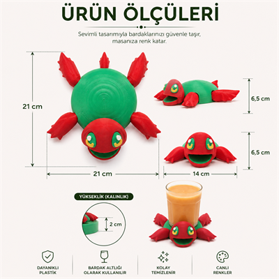 Bardak Altlığı Kaplumbağa Model Renk Stoğa Göre Gönderilecektir.