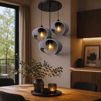 Beton Dokulu İskandi̇nav Premi̇um Salon Oturma Avize – Salon ve Oturma Odası Aydınlatması 25 X 20 CM Gri