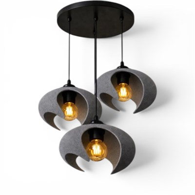Beton Dokulu İskandi̇nav Premi̇um Salon Oturma Avize – Salon ve Oturma Odası Aydınlatması 25 X 20 CM Gri