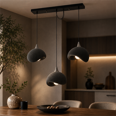 Beton Görünümlü 3D PLA Plastik İskandinav Tarz Sarkıt Avize – Salon ve Cafe İçin 61-70 CM Gri