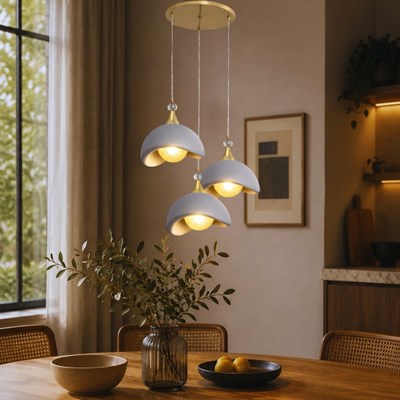Beton Görünümlü İskandi̇nav Tarzı Led Toplu Avize – Salon ve Oturma Odası Aydınlatması 32 X 70 CM Gri