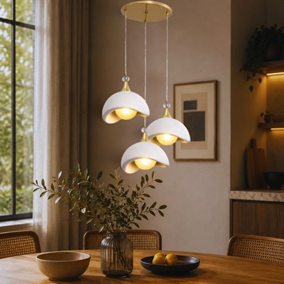 Beton Görünümlü İskandi̇nav Tarzı Led Toplu Avize – Salon ve Oturma Odası Aydınlatması 32 X 70 CM Beyaz