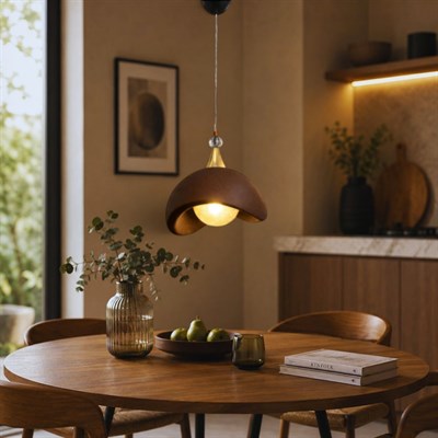 Beton Görünümlü İskandi̇nav Tarzı Led Toplu Avize 3 Renk Yanabilen  Aydınlatma 32 X 70 CM Kahverengi