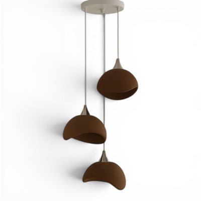 Beton Görünümlü İskandi̇nav Tarzı Salon Oturma Odası 3lü Avize 32 X 70 CM Kahverengi