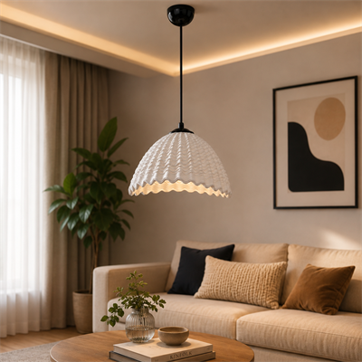 Dalga Desenli Sarkıt Avize – Modern Dekoratif Tavan Aydınlatması Siyah Askı