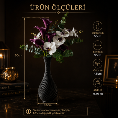 Dekorati̇f Sarmal Twi̇st Salon Oturma Odasi Vazo – Salon Dekoru Siyah