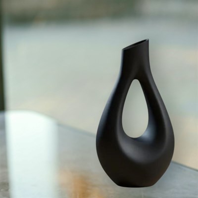 Dekorati̇f Vazo Tasarım – Salon Dekoru 20 CM Siyah