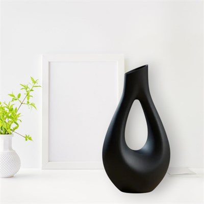 Dekorati̇f Vazo Tasarım – Salon Dekoru 20 CM Siyah