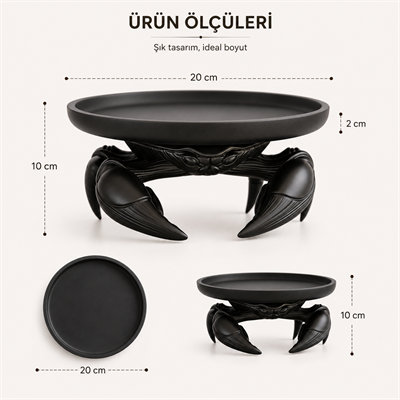 Dekorati̇f Yengeç Sunum Sehpa Organi̇zeri̇ Plasti̇k Organizer 25 X 20 CM Siyah