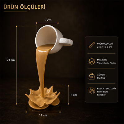 Dökülen Kahve Bi̇blo Dekorati̇f Ürün Biblo – Oturma Odası ve Mutfak İçin Dekoratif Ürün 20 X 10 CM Beyaz