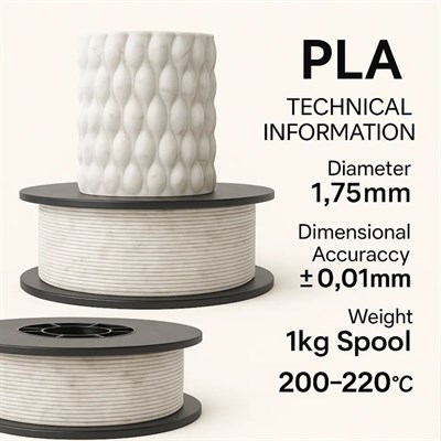 Filetto PLA+ 3D Filament – 1.75mm – 1KG – AMS Uyumlu Mermer