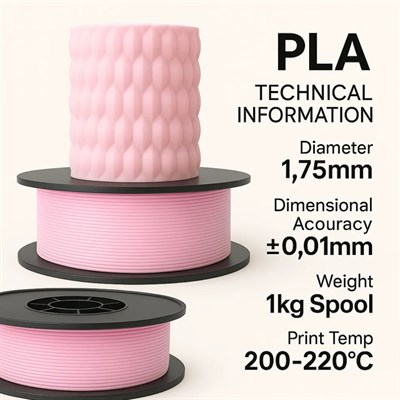 Filetto PLA+ 3D Filament – 1.75mm – 1KG – AMS Uyumlu Toz Pembe