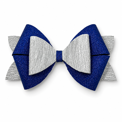 Glitter Detaylı Fiyonk Saç Tokası 13x7 cm Lacivert