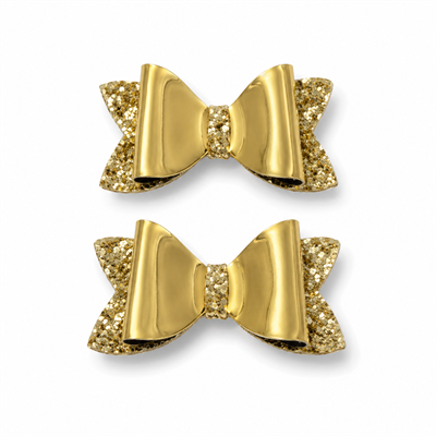 Glitter Detaylı Fiyonk Saç Tokası 2’li Set 6x3 cm Gold Simli