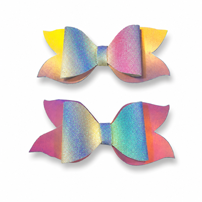 Glitter Detaylı Fiyonk Saç Tokası 2’li Set 6x3 cm Renkli Simli