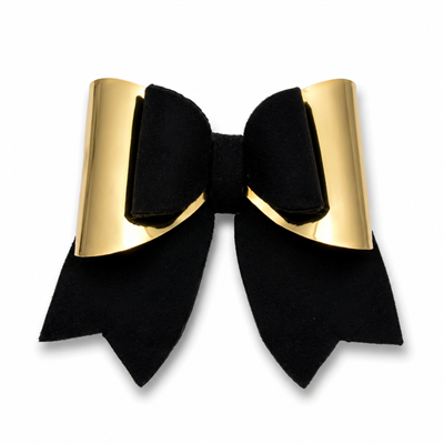 Glitter Detaylı Fiyonk Saç Tokası 9x6 cm Siyah-Gold