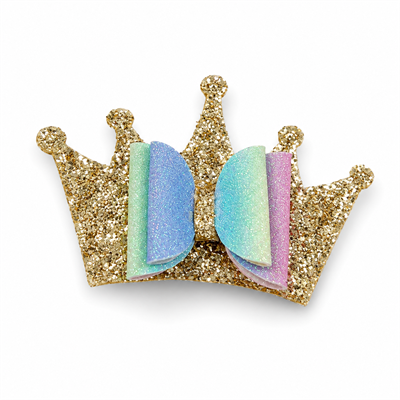 Glitter Detaylı Fiyonk Saç Tokası 9x6 cm Gold
