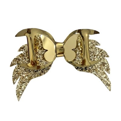 Işıltılı Glitter Tasarımlı Fiyonk Saç Tokası Gold