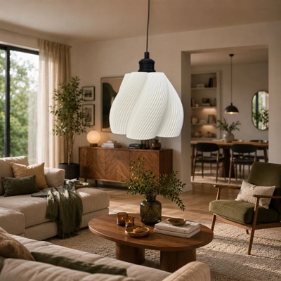 İskandi̇nav Luminaura Tekli Beyaz Sarkıt Avize – Salon ve Oturma Odası Aydınlatması 23 X 18 CM Beyaz