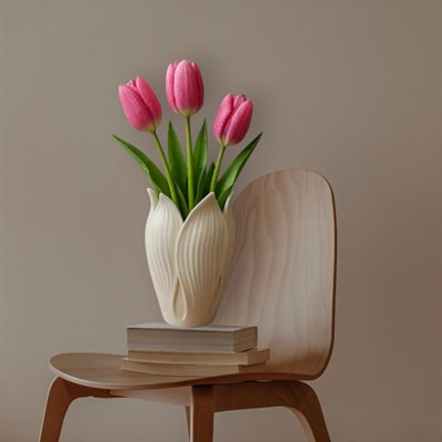 Lotus 3D Dekorati̇f Vazo 18 Cm 18 CM Beyaz