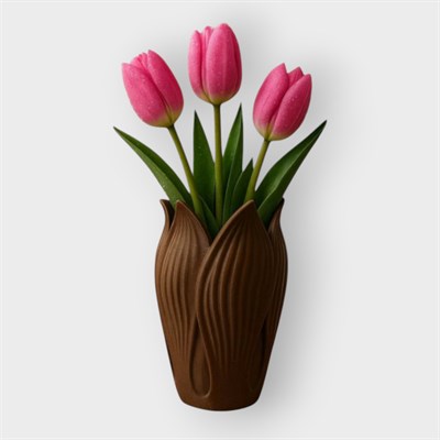 Lotus 3D Dekorati̇f Vazo 18 cm Kahverengi