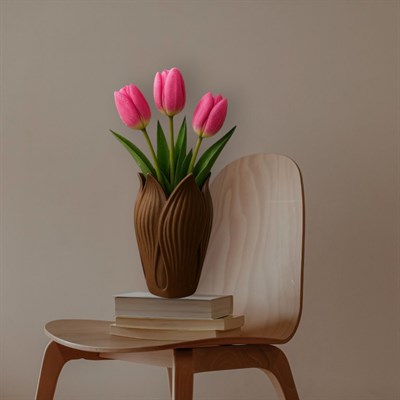 Lotus 3D Dekorati̇f Vazo 18 cm Kahverengi