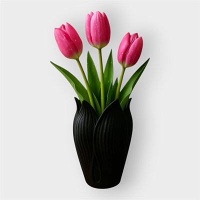 Lotus 3D Dekorati̇f Vazo 18 cm Siyah