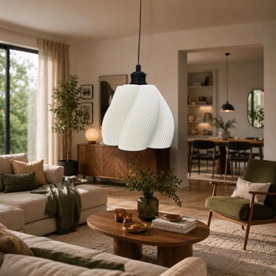 Luminaura Tekli Beyaz Sarkıt Avize – Salon ve Oturma Odası Aydınlatması 60CM Beyaz