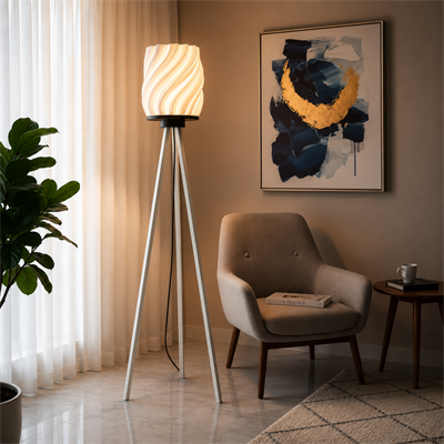 Luna Lambader Salon Oturma Odasi – Salon Aydınlatması 150 CM Beyaz