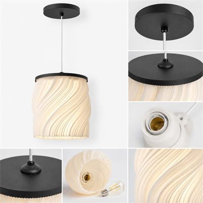 Luna Tekli̇ Sarkıt Salon Avi̇ze Avize – Salon Aydınlatması 20 CM Beyaz/Siyah