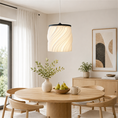 Luna Tekli̇ Sarkıt Salon Avi̇ze Avize – Salon Aydınlatması 20 CM Beyaz/Siyah