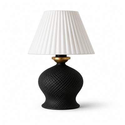 Luxury Tasarımlı Abajur – Yatak Odası ve Çocuk Odası İçin Dekoratif Aydınlatma 31x45 CM Alt Siyah