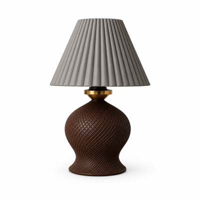 Luxury Tasarımlı Abajur – Yatak Odası ve Çocuk Odası İçin Dekoratif Aydınlatma 31x45 CM Üst Gri Alt Kahverengi