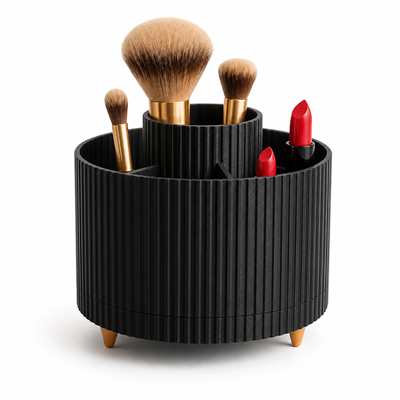 Masa Üstü Çok Amaçlı 360  Derece Dönen Organizer  – Dekoratif Ürün 20X20 CM Siyah