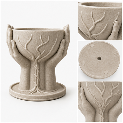 Mermer Desenli̇ Hand Of Tree Vazo 
