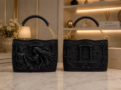 Olympus Noir Antik Dönem 3D Tasarım Omuz Çantası Siyah