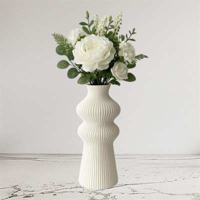 Premi̇um İskandi̇nav Rusti̇k Plasti̇k 3D Dekorati̇f Vazo Beyaz