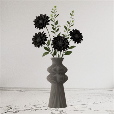 Premi̇um İskandi̇nav Rusti̇k Plasti̇k 3D Dekorati̇f Vazo GRİ