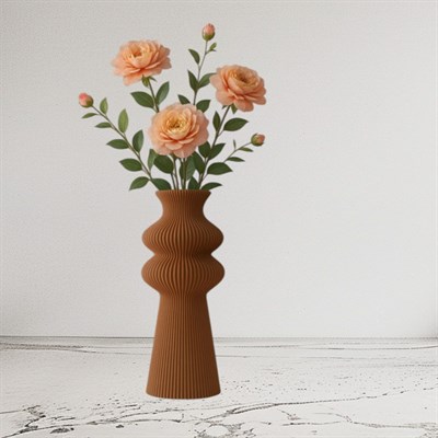 Premi̇um İskandi̇nav Rusti̇k Plasti̇k 3D Dekorati̇f Vazo Kahverengi